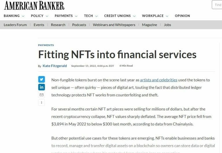 American Banker Magazine and Alykhan Sunderji Discuss the future of NFTs and the Banking System